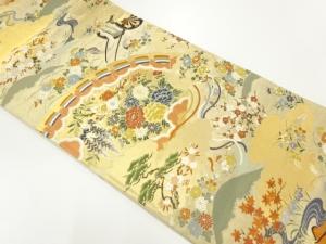 本金檜扇に花模様織出し袋帯